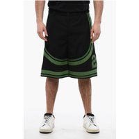 Schwarze Varsity-Shorts aus Wollmischung