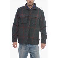 Graues Overshirt aus Wollmischgewebe mit Karomuster