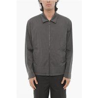 Herrenfarbenes graues Overshirt mit Reißverschluss