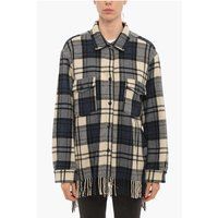 Karo-Overshirt mit Fransen-Detail