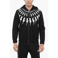 Schwarzer Thunderbolt Kapuzenpullover mit Reißverschluss