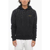 Schwarzer verzierter Hoodie aus Baumwollmischung