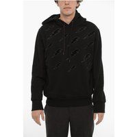 Schwarzer Hoodie mit Thunderbolt-Print