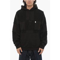 Schwarzer Patchwork-Hoodie aus Baumwollmischung