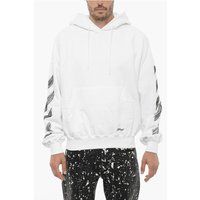 Weißer Hoodie aus gebürsteter Baumwolle mit Scribble-Print