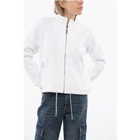 Weißes Sweatshirt mit Reißverschluss und Kordelzug