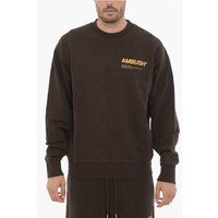 Braunes Baumwollmischung Rundhals Sweatshirt
