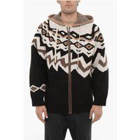 Gemusterter Strick-Hoodie mit Reißverschluss