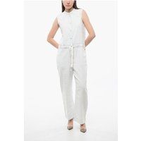 Ärmelloser Jeans-Jumpsuit mit Kordelzug in der Taille