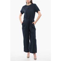 Marineblauer, kurzärmeliger Jumpsuit mit Knopfleiste
