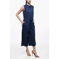 Ärmelloser Popeline-Baumwoll-Jumpsuit mit Gürtel