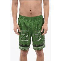 Grüne Badeshorts mit Bandana-Print
