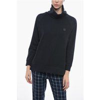 Marineblaues Sweatshirt mit Trichterkragen aus Baumwollmischung