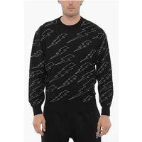 Baumwollstrickpullover mit Thunderbolt-Stickerei