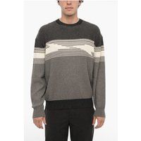 Gestreifter Blouson-Fit Baumwollmischpullover