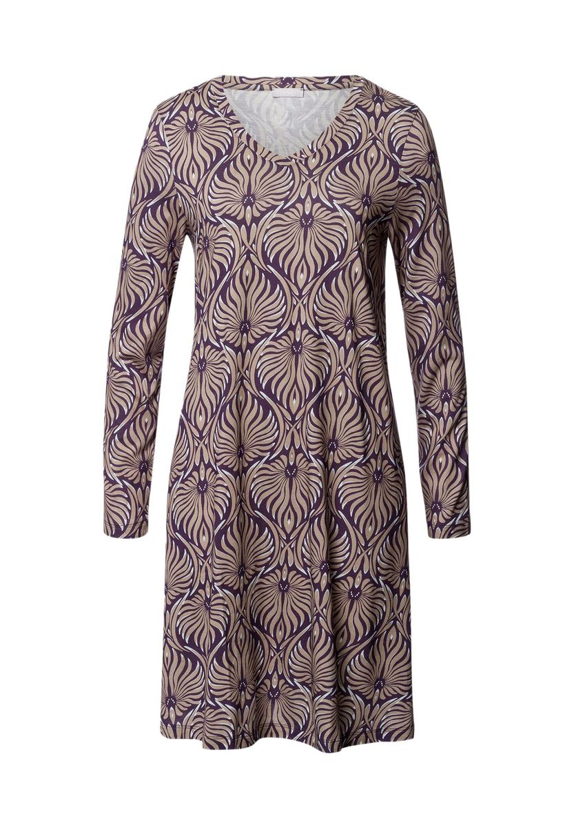 Gemustertes, langärmeliges Strick-Nachthemd