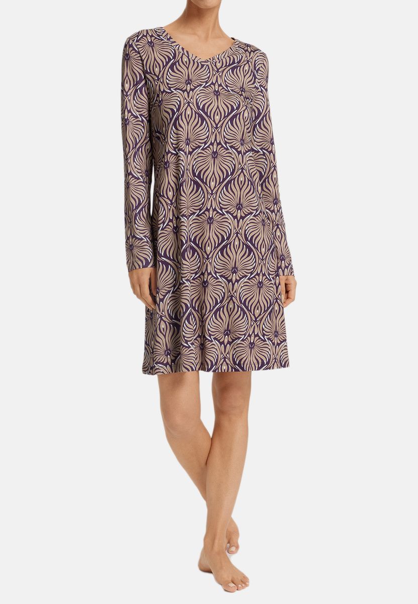 HANRO Sleep & Lounge Sleepshirt, knielang, für Damen, braun|blau, XS