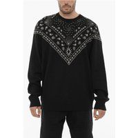 Schwarzer Strickpullover mit Bandana-Muster