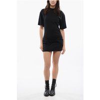 Schwarzes T-Shirt-Kleid mit Knotendetail