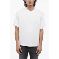 Weißes Baumwoll-T-Shirt mit Thunderbolt-Print