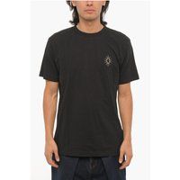 Einfarbiges schwarzes T-Shirt mit Rundhalsausschnitt