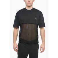 Schwarzes Slim-Fit T-Shirt mit Mesh-Einsatz