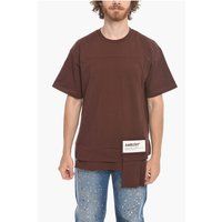 Braunes Baumwoll-T-Shirt mit Jersey und Tasche