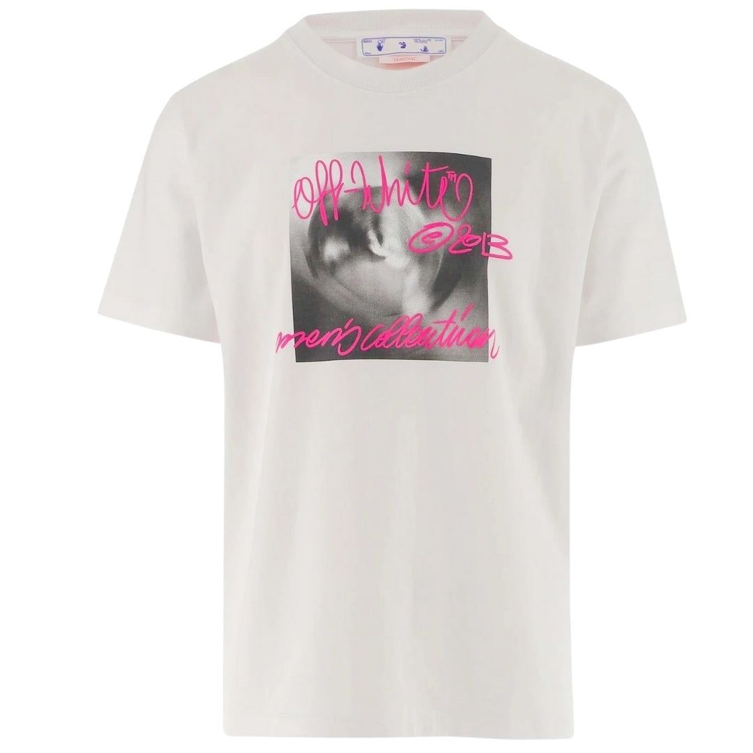 Off-White T-Shirt mit Grafikdruck, schmale Passform
