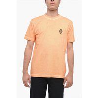 Sonnenuntergangs-Orangefarbenes T-Shirt mit Logo-Patch