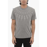 Graues Slim-T-Shirt mit Blitz-Grafik