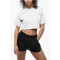 Geripptes Crop-T-Shirt mit Rundhalsausschnitt
