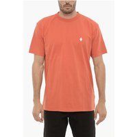 Einfarbiges T-Shirt mit Logo-Stickerei