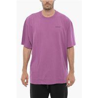 Violettes Baumwoll-T-Shirt mit Rundhalsausschnitt