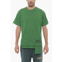 Grünes Baumwoll-Jersey-T-Shirt mit Tasche