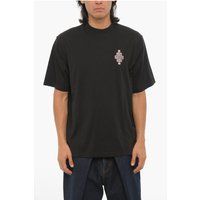 Schwarzes OPTICAL CROSS T-Shirt mit Stickerei