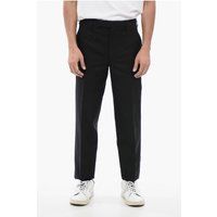 Schwarze schmal geschnittene Hose aus Leinengemisch