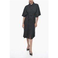 Gestreiftes Baumwoll-Hemdkleid mit Falten