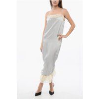 Satin Slip Kleid mit Chiffonbesatz