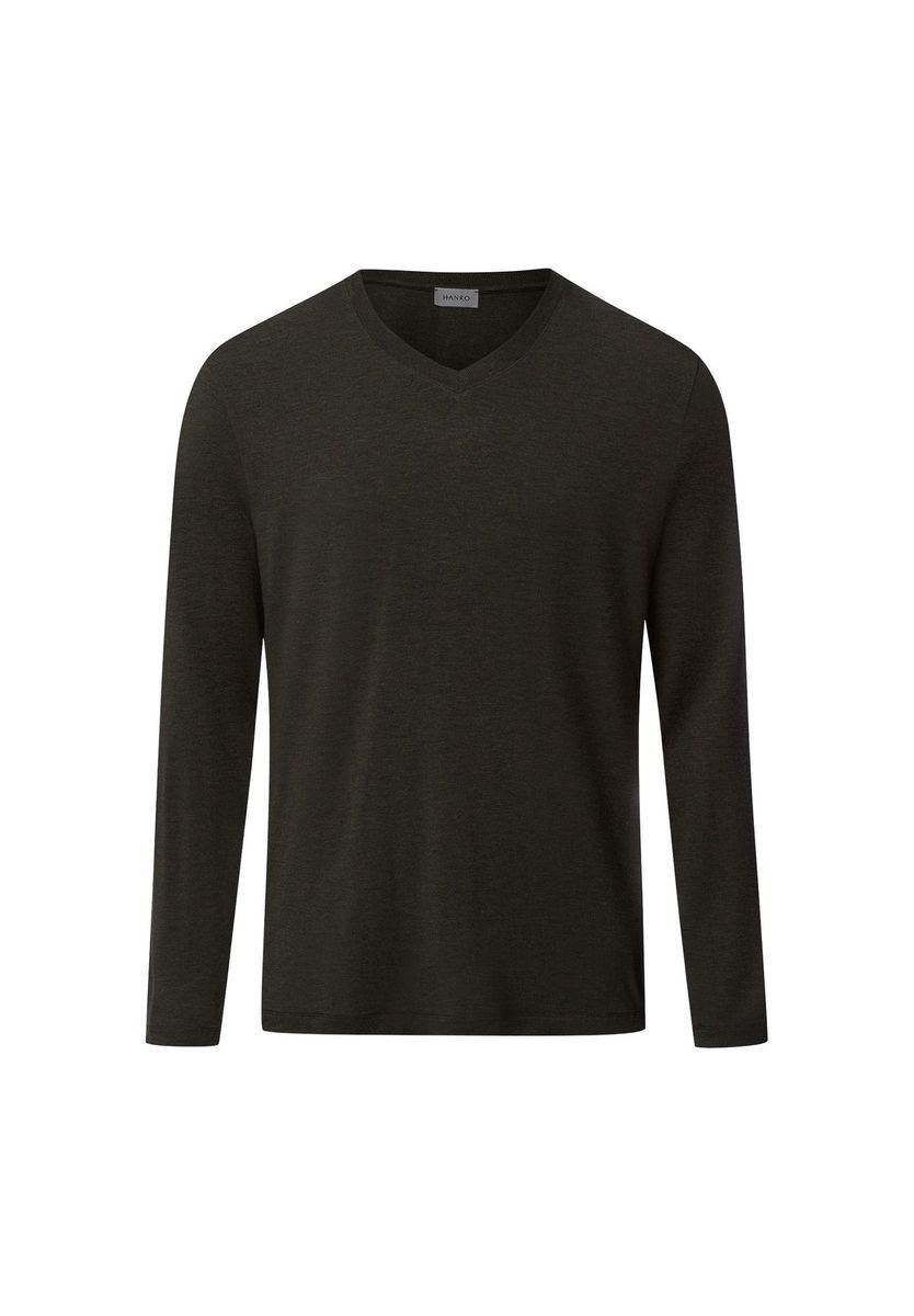 Locker geschnittenes Langarmshirt mit V-Ausschnitt