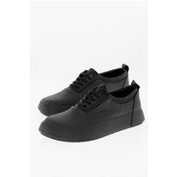 Schwarze Low-Top-Sneakers aus Leder und Gummi