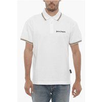Piqué-Baumwoll-Poloshirt mit Kontraststreifen
