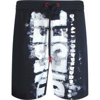 Schwarze Badeshorts mit Grafikprint