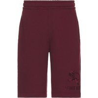 Burgunderfarbene Jersey-Strickshorts aus Baumwolle