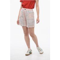 Gestreifte Varsity Shorts aus Leinenmischung