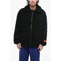 Schwarze Sherpa-Fleece Jacke mit Reißverschluss