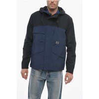 Zweifarbige Utility-Jacke mit Kapuze