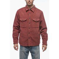 Burgundfarbene Overshirt-Jacke aus Wollmischung