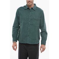 Grünes Baumwoll-Overshirt mit Brusttaschen