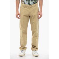 Beige Baumwoll Chinos mit hoher Taille