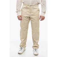 Beige Baumwoll Utility Chinos Hosen